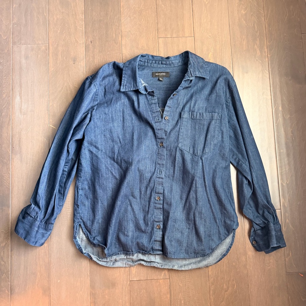 Banana Republic Factory Dark Denim Button-Down Shirt